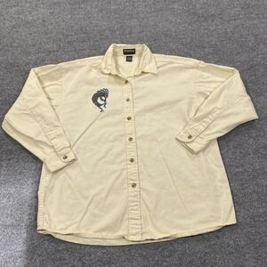 UltraClub Shirt Mens Large Cream Kokopelli Embroidered Southwestern Cotton Twill